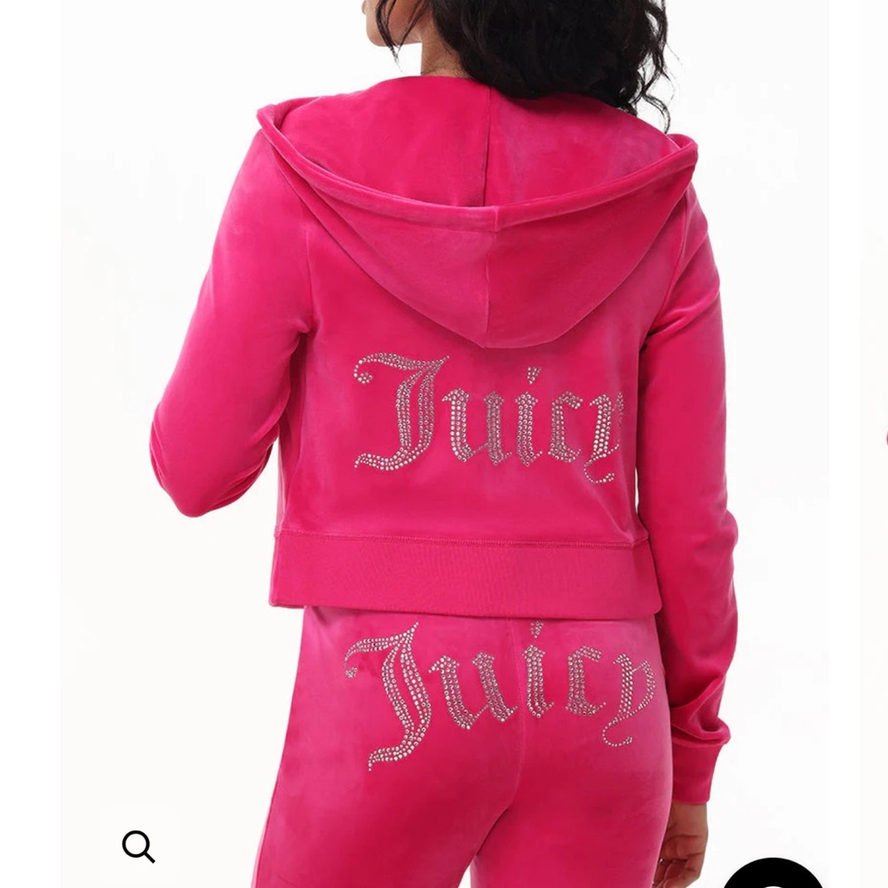 Juicy Couture Fuchsia Velour Set with Rhinestones